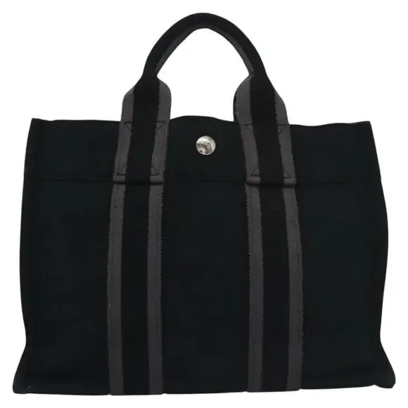 HERMES Fourre Tout PM Hand Bag Canvas Black